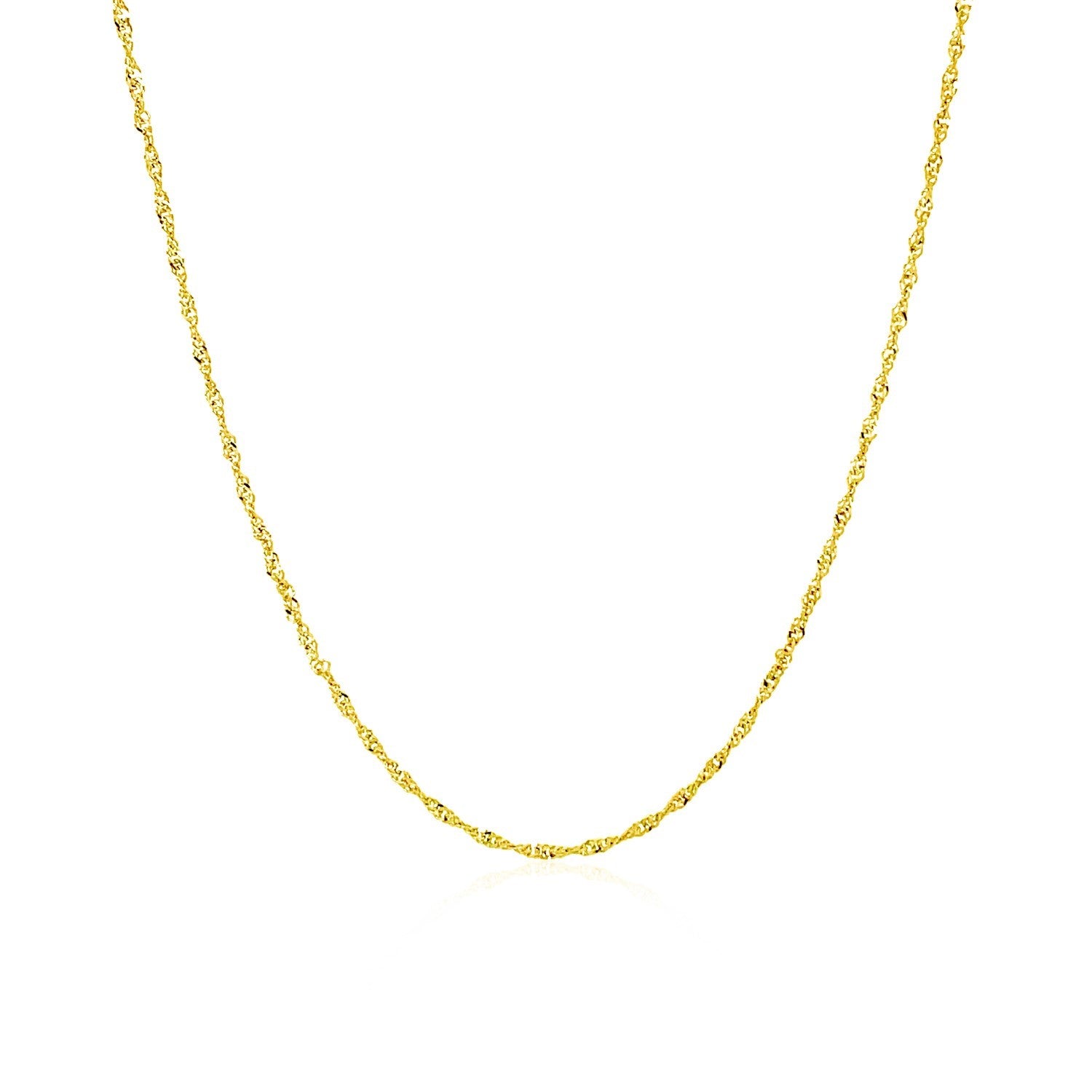 14k Yellow Gold Singapore Chain (1.10 mm) in a sleek high-contrast midnight luxury editorial style